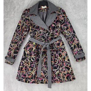 Lulumari Jacket Womens Medium Multicolor Tweed Twine Long Sleeve Trench Coat
